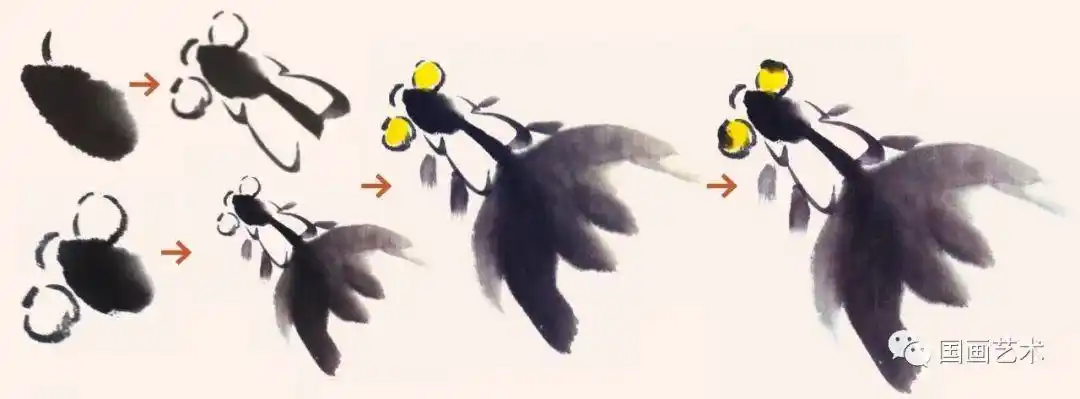 图文教程:简单易学的写意鱼画法_国画艺术_零二七艺考