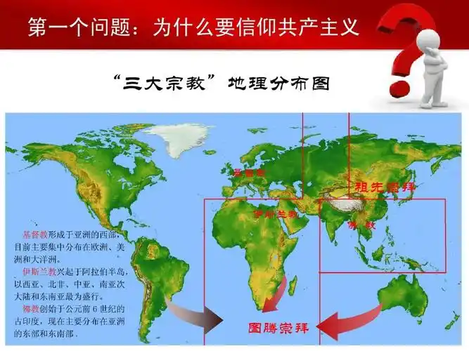 忠诚奉献》 第一个问题:为什么要信仰共产主义 "三大宗教"地理分布图