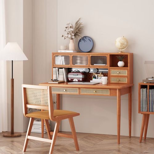 原始原素北欧实木书桌家用电脑桌简约现代日式原木办公桌书房写字台