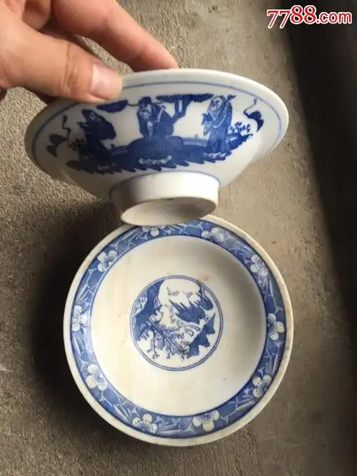 70年代罗庄镇制福禄寿三星人物碗