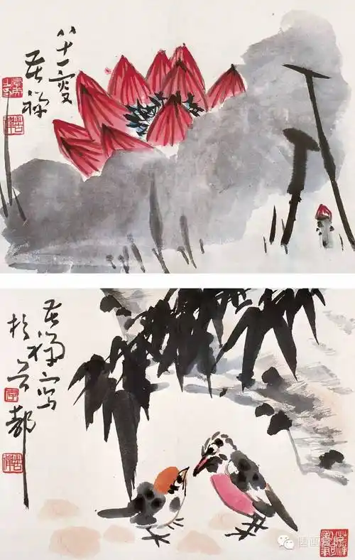 李苦禅大写意花鸟及书法欣赏李苦禅的书法与画互为表里,相得益彰.