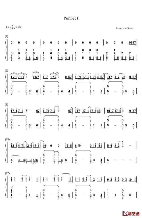 perfect钢琴简谱-数字双手-hedley1