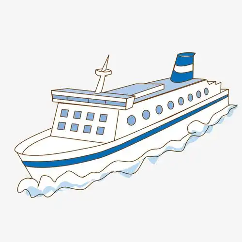 蓝白色的游轮素材