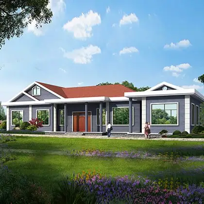 b>简单平房农村自建一层别墅设计图,时尚大气 /b>