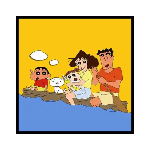 卡通数字油画儿童手绘小尺寸diy填涂色全家福卧室装饰画 蜡笔小新