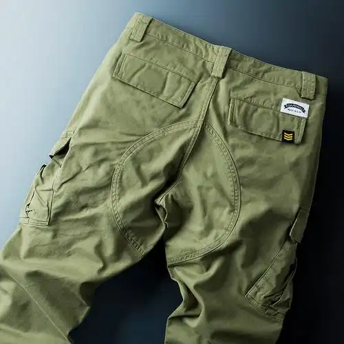 美军春季新款潮牌多袋休闲裤男士工装裤潮牌宽松直筒军绿色长裤子