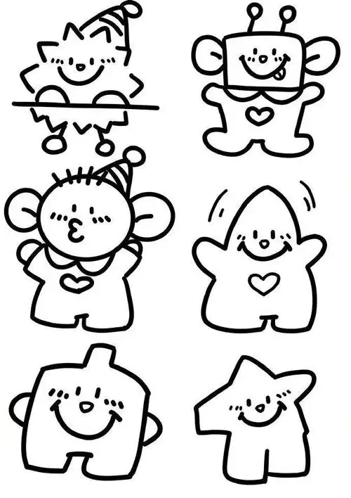 可爱的涂鸦简笔画素材cr齐齐的绘画