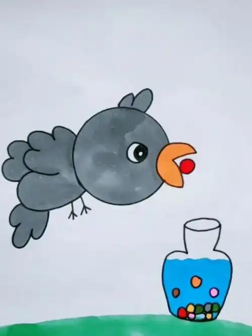 乌鸦喝水儿童简笔画