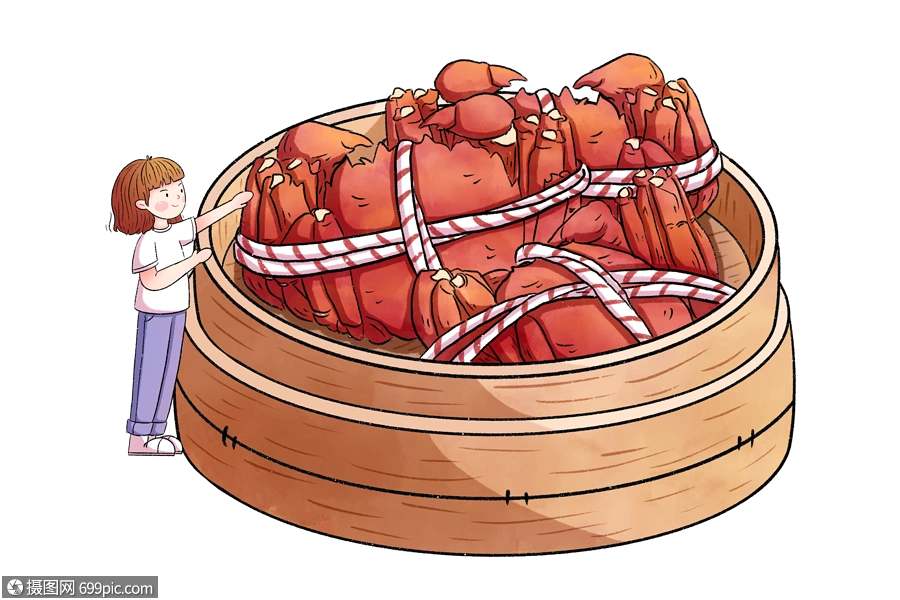 免抠元素 手绘/卡通元素 女孩螃蟹.png