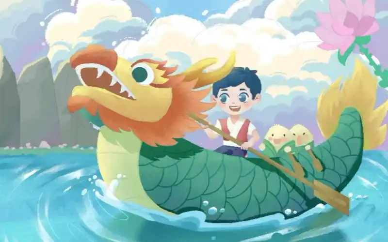 端午节划龙舟轻质感插画.绘画过程分享