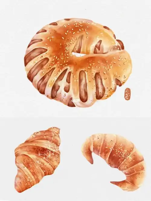 ipad水彩插画面包