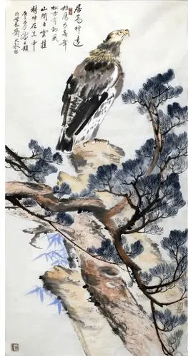 居高神远鹰击长空的动物画名家经典国画鹰赏析