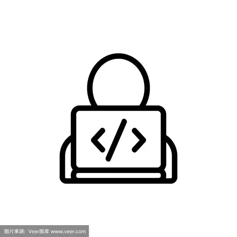 程序员图标矢量.孤立轮廓符号插图