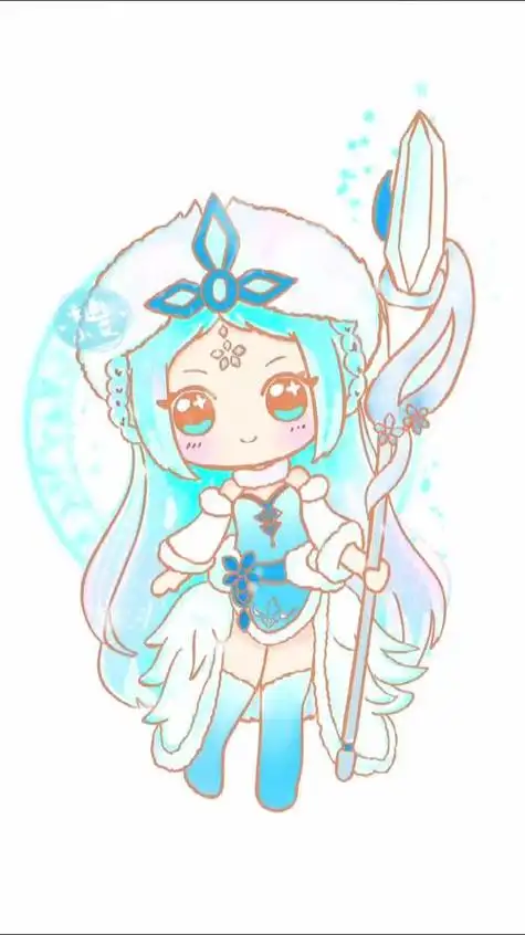 q版女生萌简笔画王者荣耀