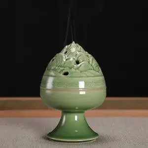 龙泉市青瓷香薰炉陶瓷佛具仿古香炉居室摆件沉香檀吴国峰手工弟窑