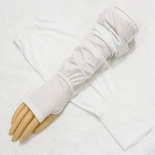 白色冰丝百褶邹均码夏季宽松防晒开车冰丝袖套女薄款防紫外线袖子手臂