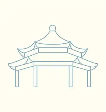 版画颐和园,北京彩线插画图片