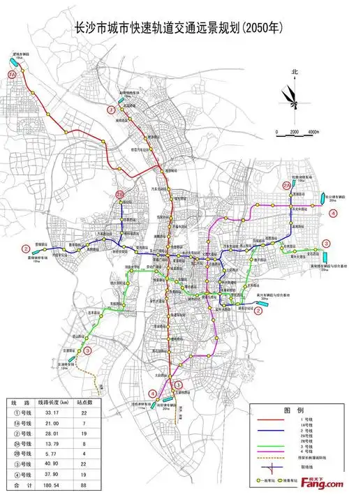长沙市城市快速轨道交通远景规划图