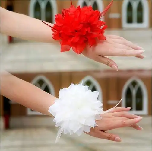 儿童网纱跳舞道具手花手拿花diy脚环大合唱丝带晚会白色演出舞蹈