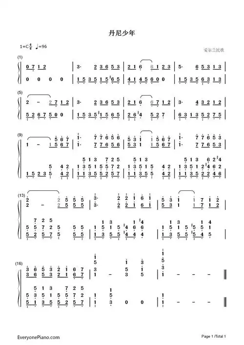 丹尼少年dannyboy双手简谱预览1
