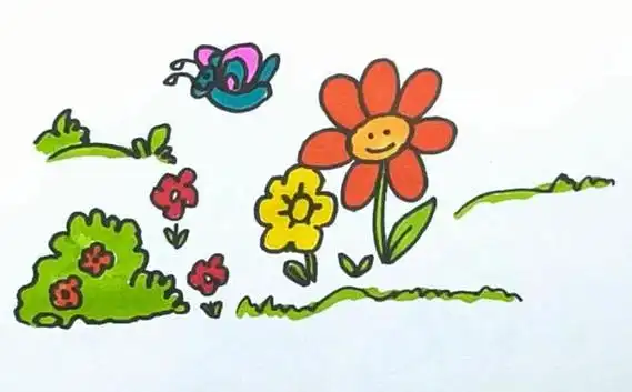 春天植物动物简笔画彩图