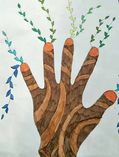 苗苗班手型画《手树》