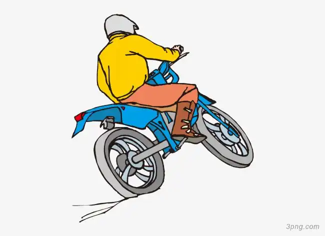 矢量卡通手绘骑摩托车男人