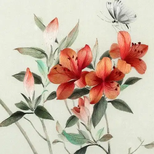 湘绣单面绣《杜鹃花》 国家非遗 手工刺绣壁挂