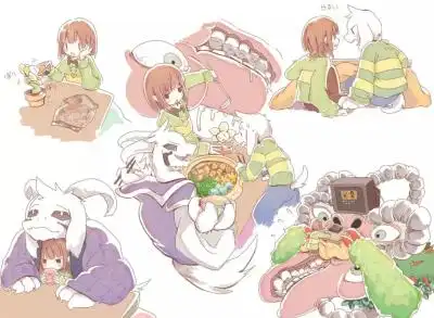 chara与各种形式小羊的生活注意他的碗!(.`)