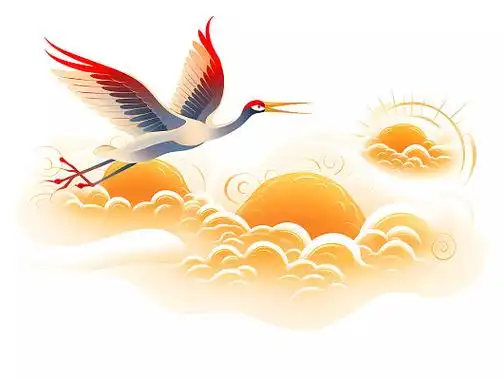 中国风祥云手绘祥云手绘仙鹤元素