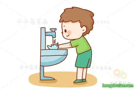 讲卫生勤洗手要如何画认真洗手的小男生儿童简笔画大全