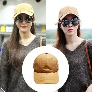 唐嫣同款黄色水洗鸭舌帽女明星帽子春夏遮阳帽做旧复古 span class=h>