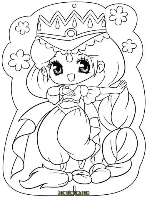 8张在线公主涂色图片大全-红豆饭小学生简笔画大全
