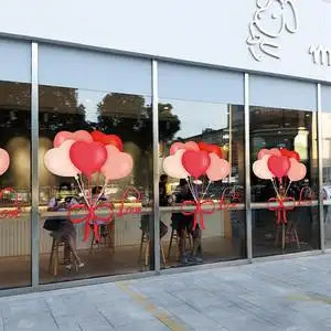 爱心气球情人节贴纸时尚店铺玻璃橱窗装饰布置贴画服饰店门窗贴纸