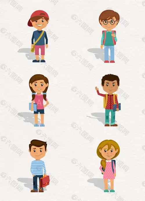 矢量返校初中生卡通素材
