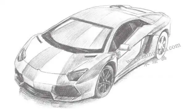 玩具跑车铅笔素描画法步骤图示