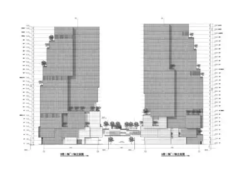 现代高层商住综合楼建筑设计立面图2