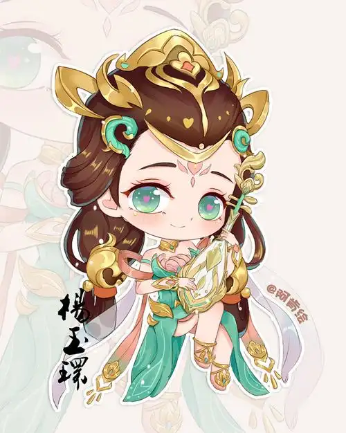 王者荣耀杨玉环q版漫画插画头像阿肯绘