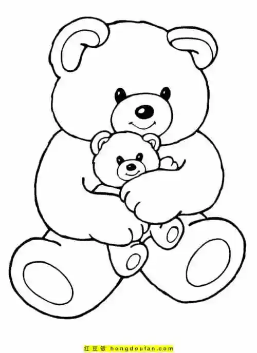 们最喜欢的穿着小裙子的泰迪熊玩具涂色图片-红豆饭小学生简笔画大全