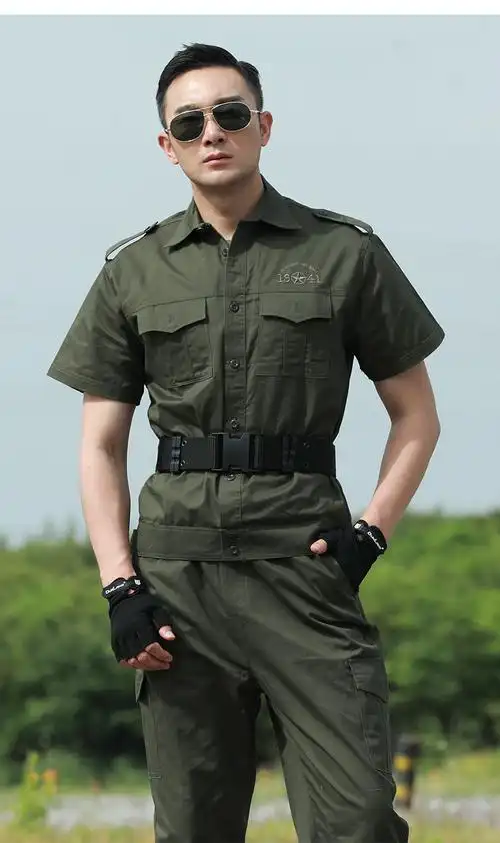 【官方旗舰】盾郎迷彩服军绿色体能服套装男女短袖纯棉作训服薄款透气