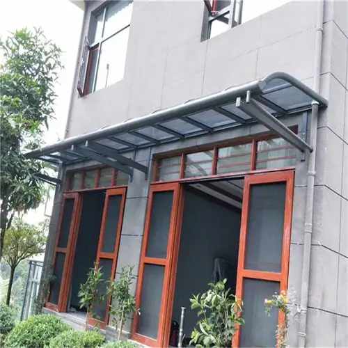 高档户外耐力板雨棚蓝色绿色茶色烟灰色透明铝合金pc耐力板阳光雨棚新