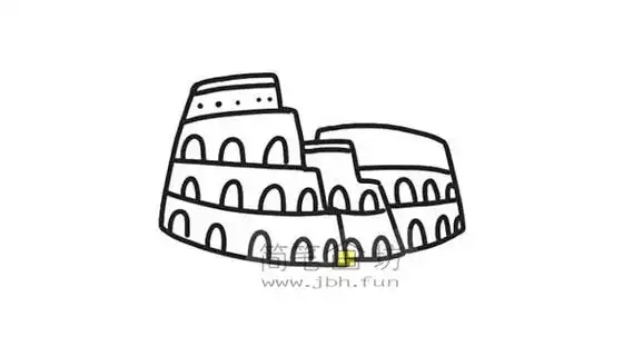 儿童绘画教学_古罗马斗兽场的简笔画画法(6)