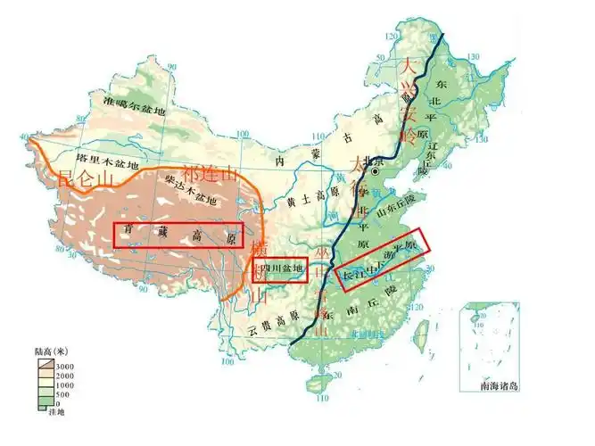 大 兴 安 岭 昆仑山 祁连山 太 行 山 横 断 山 巫 山 雪 峰 山