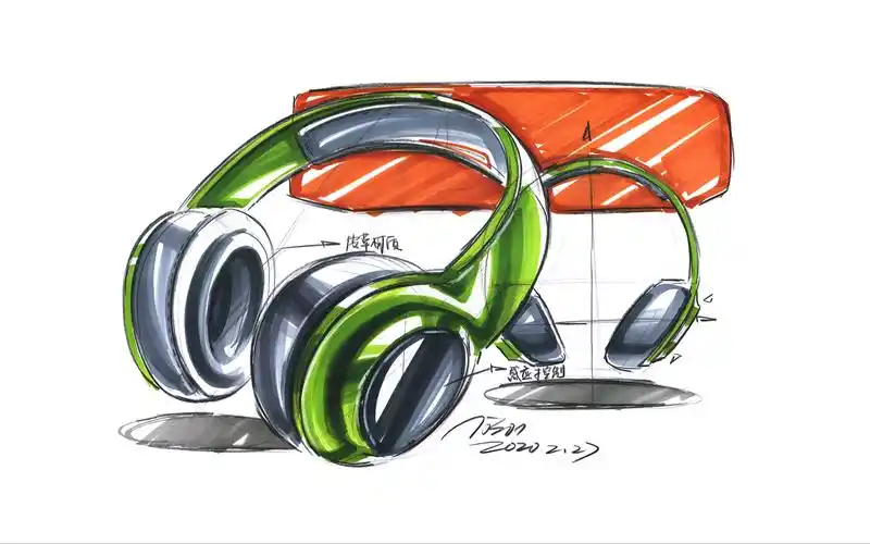 《工业产品设计实例教程》-头戴耳机马克笔手绘表现