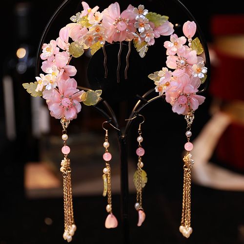 古风头饰全套琉璃汉服头冠全套流苏步摇仙气对夹边夹古装发饰套装