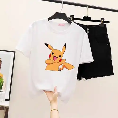 【200克纯棉后包领】皮卡丘短袖t恤女夏季新款设计感小众高街 - 17网