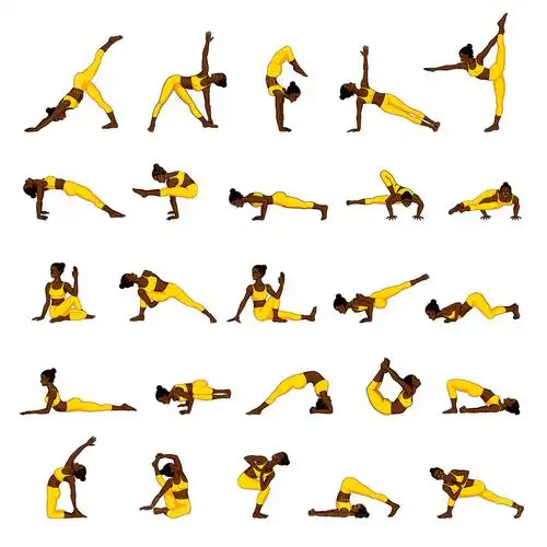 瑜伽运动教学动作矢量素材
