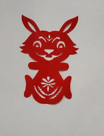 传统兔子手工剪纸步骤图片1-兔子剪纸步骤儿童动物剪纸图样 小兔子的