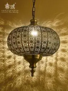 泰域东南亚风格吊灯泰国灯饰金属铁艺镂空圆形餐厅泰式客厅灯具