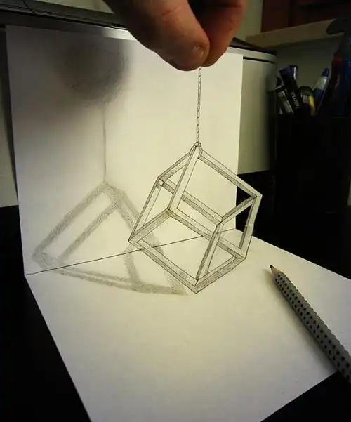 从特定的角度看,平面的素描看起来像是立体的,感觉作者笔下创造的形象